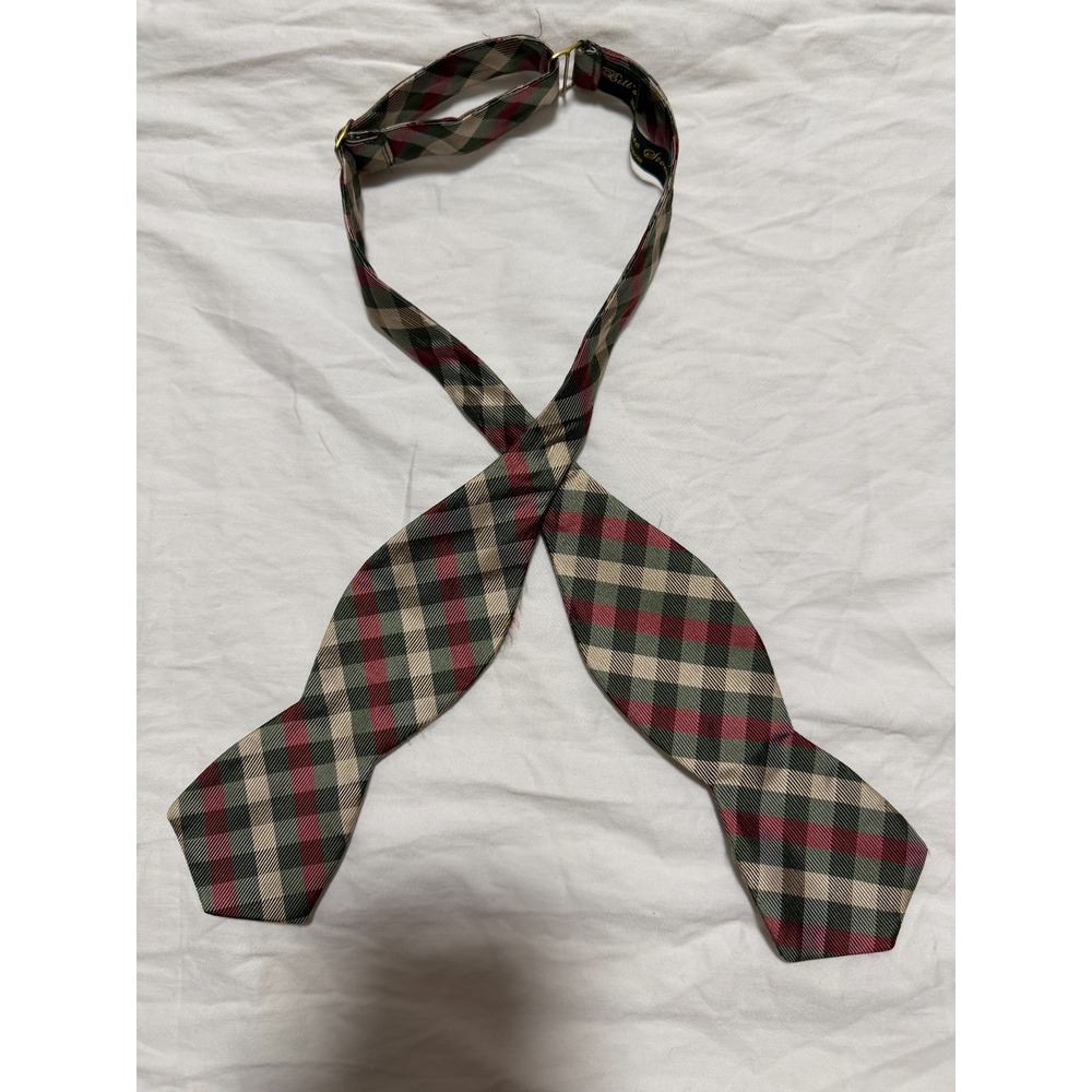 Bills Private Stock Hand Sewn Vermont Plaid Bow Tie Red Green AS IS